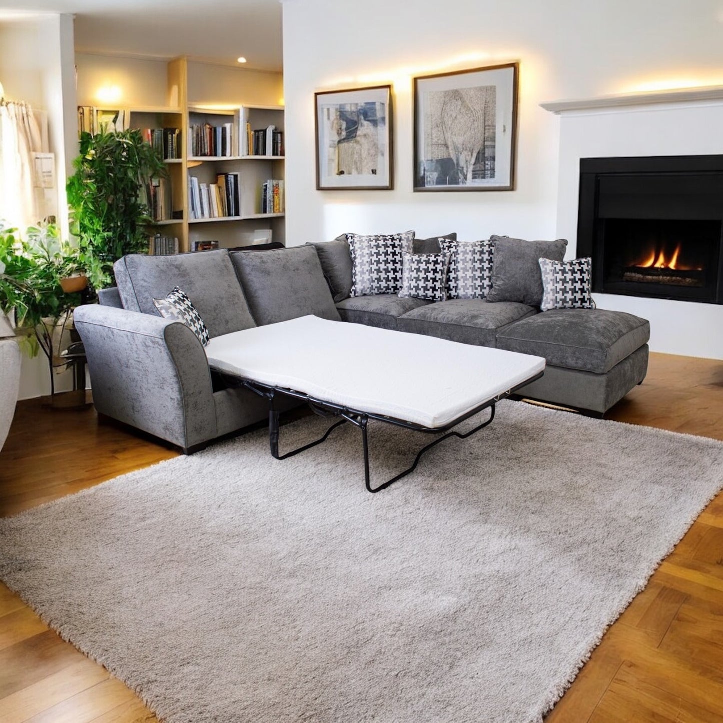 Winchester corner sofa bed with footstool