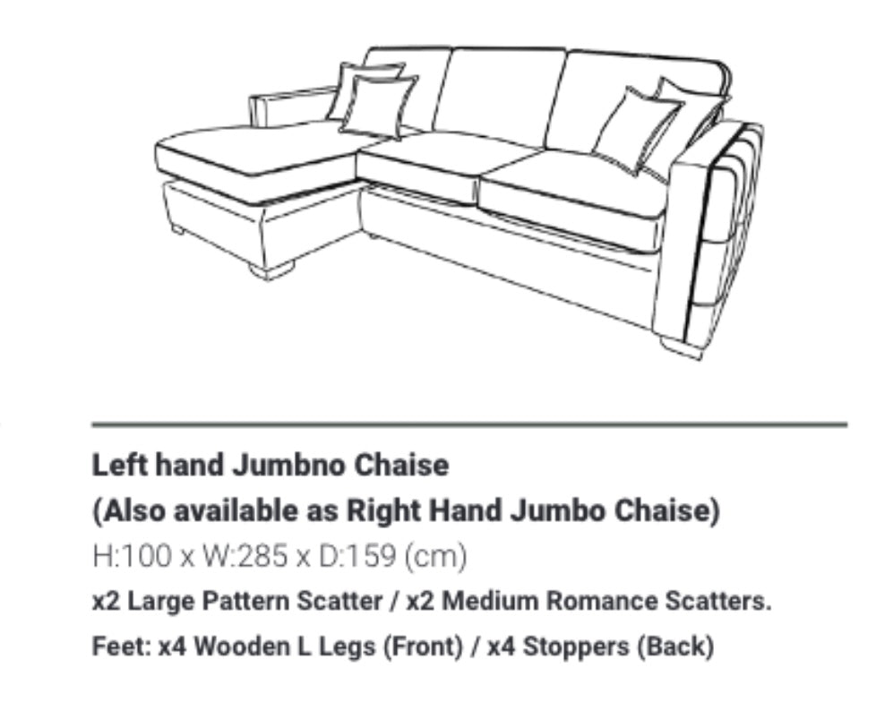 Willow jumbo right hand chaise in olive