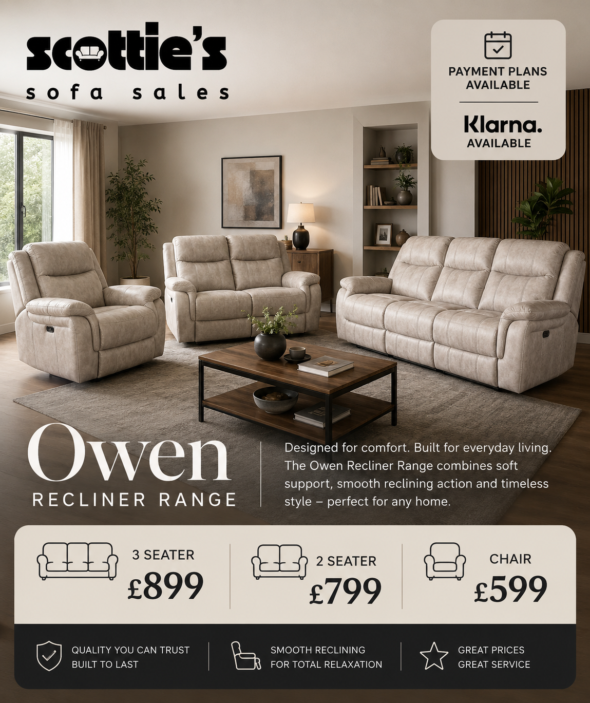 The Owen power recliner range 3+2