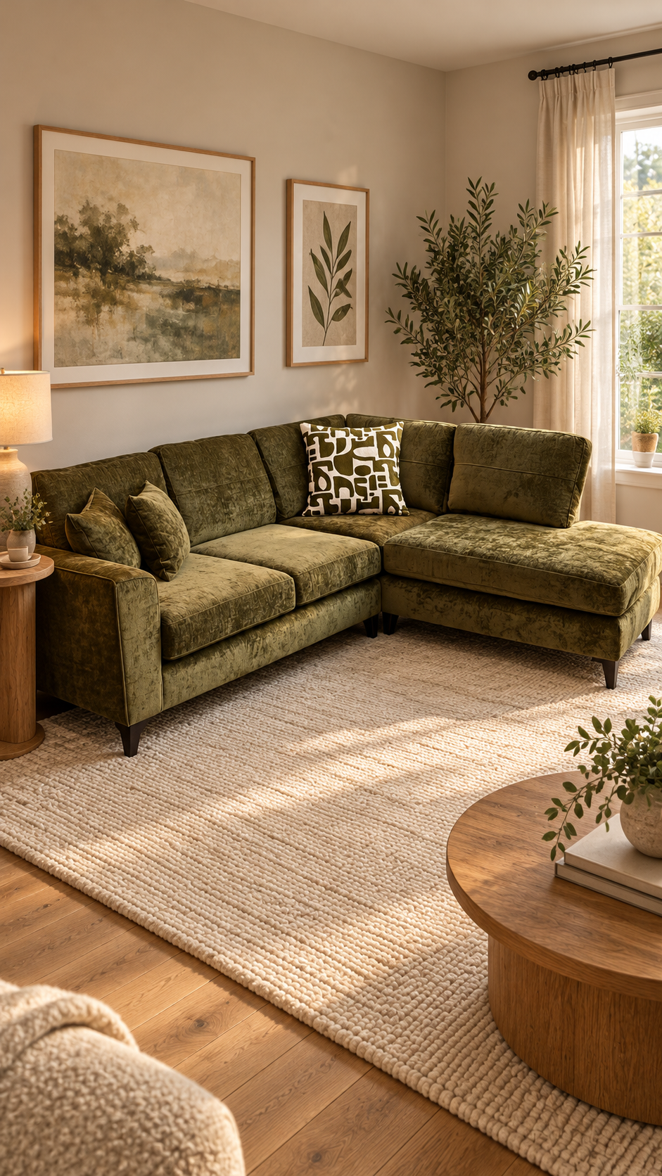 ARLO right hand chaise in olive