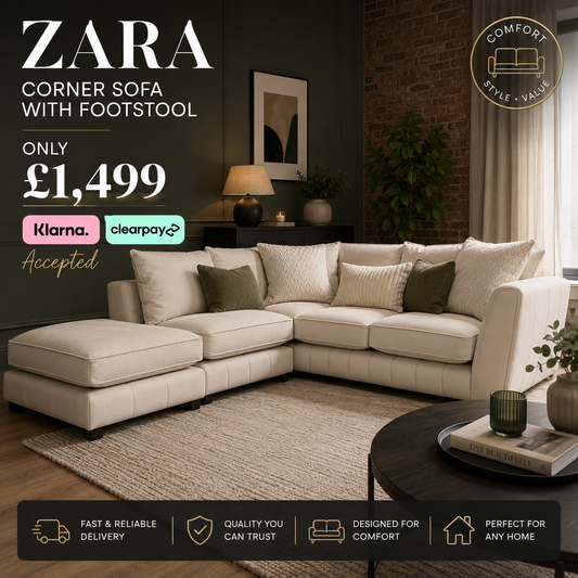 The Zara left hand chaise corner with footstool