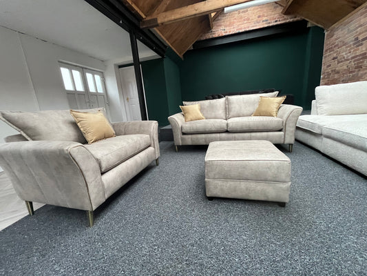 The Paris 3 seater , love chair and footstool set in pearl
