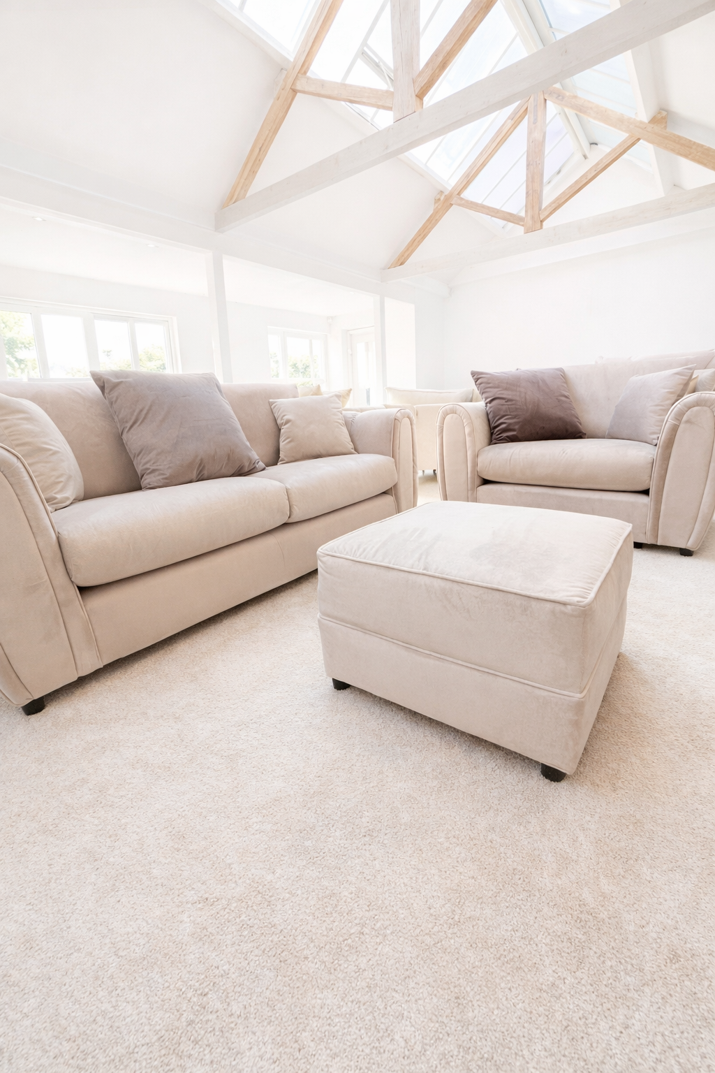 Hudson 3 seater , love chair and footstool in a plush silver