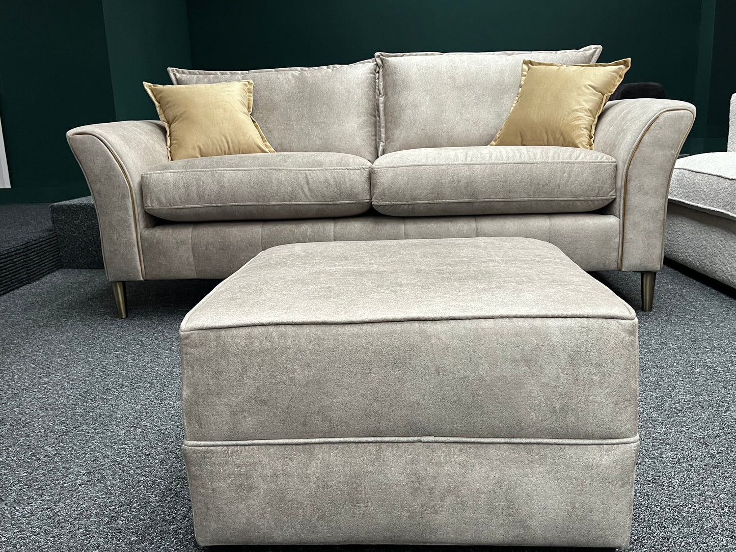 The Paris 3 seater , love chair and footstool set in pearl