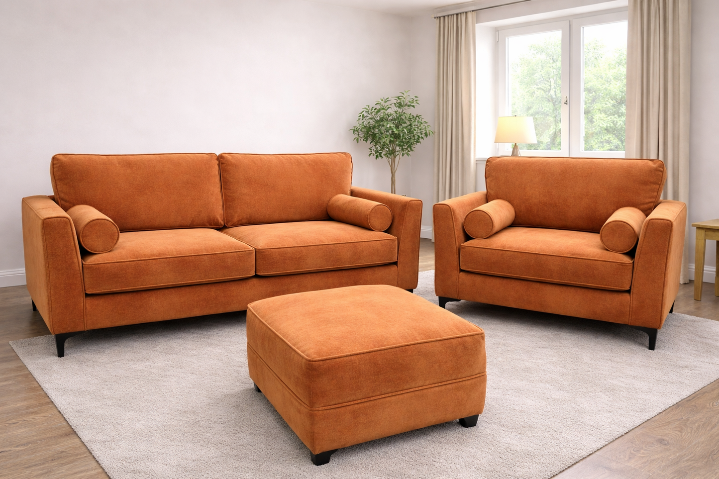 Sophie love chair and footstool in Almond