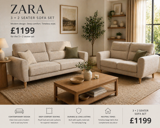 Zara 3+2 set in stone or grey