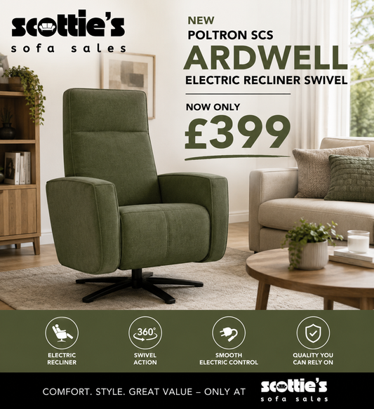 Scs ARDWELL power recliner swivel in green