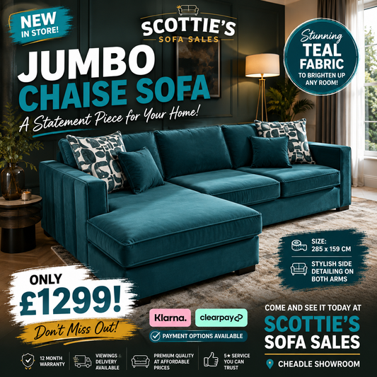Willow jumbo chaise in Teal