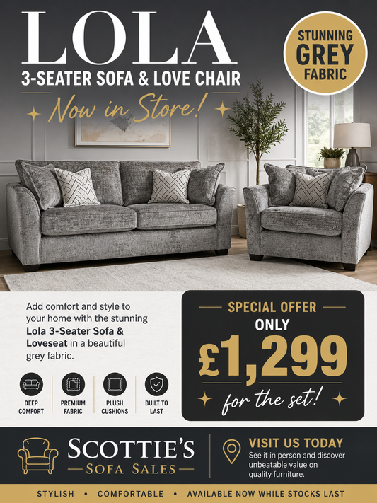 Lola 3 seater and love chair in Grey