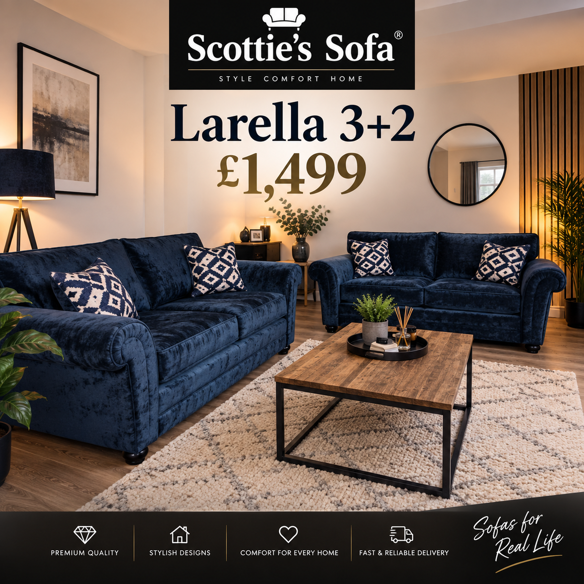 Larella 3+2 in Navy Blue