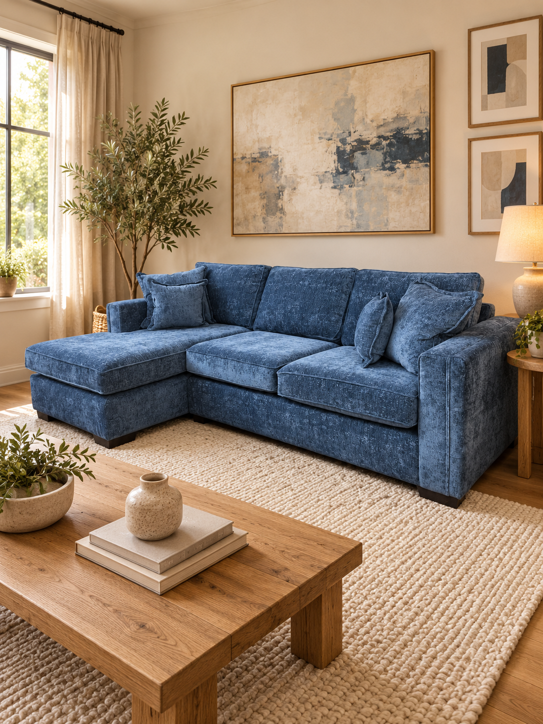 Willow left hand jumbo chaise in marine