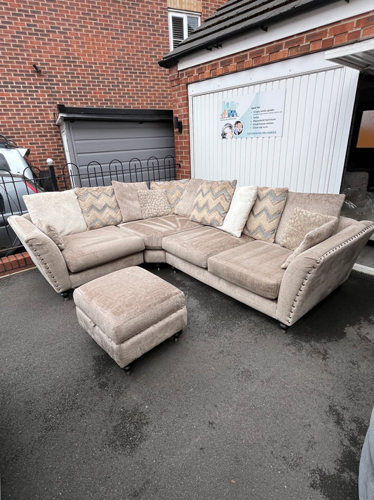 Dfs Lawrie corner sofa and footstool